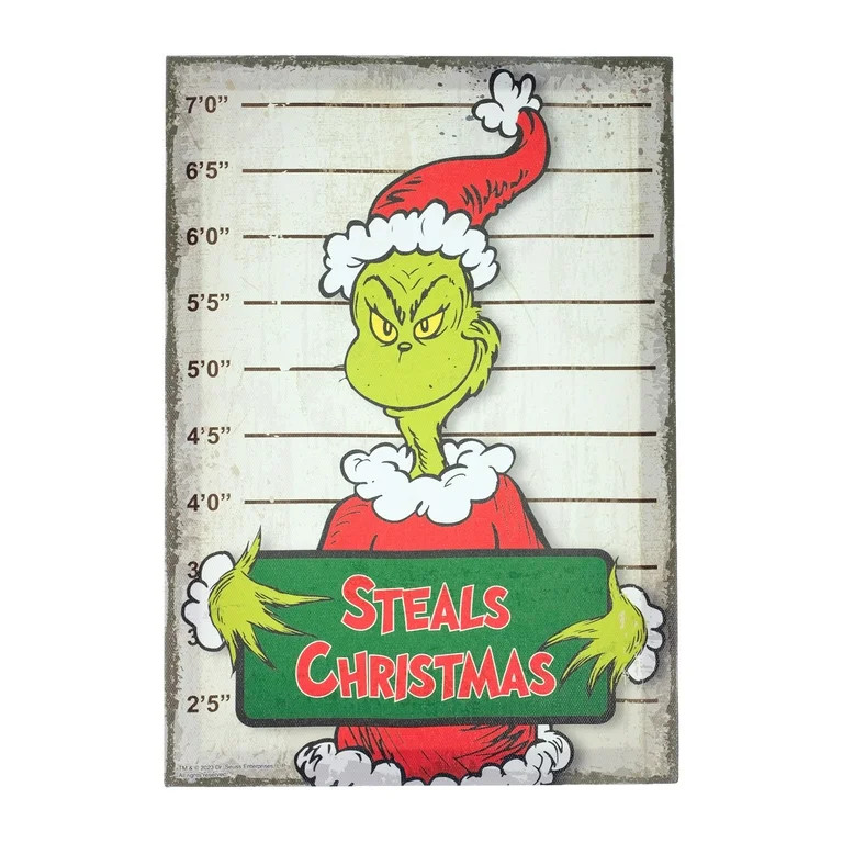 Dr. Seuss' How The Grinch Stole Christmas Grinch Mugshot Christmas Canvas Wall Decor Style by Ruz | Walmart (US)