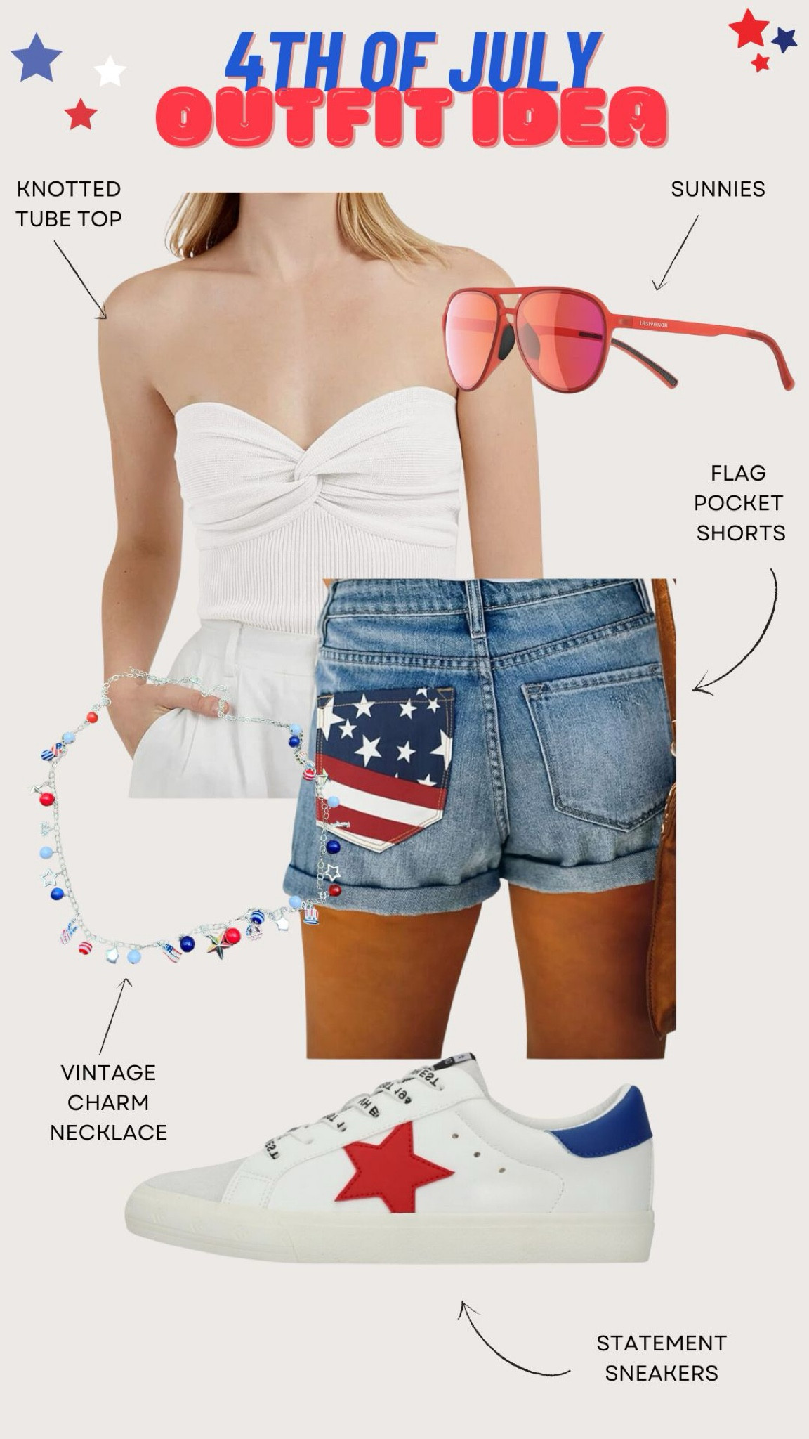 Be Fourth of July ready and comfortable all day with this outfit brought together by the coolest statement sneakers and vintage charm necklace! 

#LTKSeasonal #LTKParties #LTKStyleTip