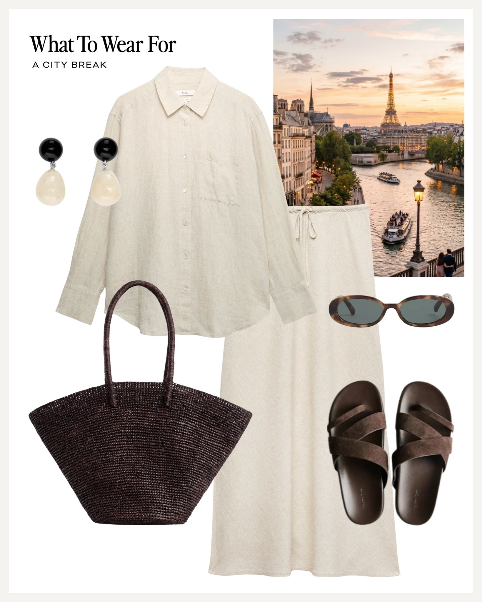 Effortless summer style ☀️ 

City break outfit, linen co-ord, marks and Spencer, straw bag, brown sandals

#LTKsummer