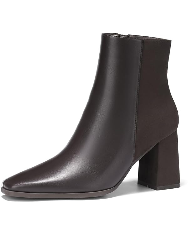 ALICEPUB Women's Ankle Boots Chunky Heel Boots Leather & Suede Booties for Women Fall Short Boots... | Amazon (US)
