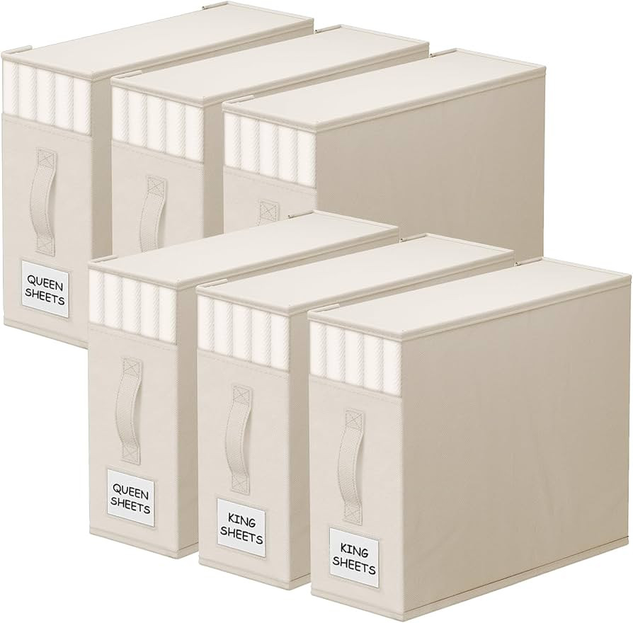 StorageTastic 6 Pack Bed Sheet Closet Organizers and Storage,Sturdy Foldable Storage Containers w... | Amazon (US)