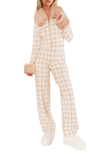 Yousify Snow Suits for Women Winter Sweater Sets Ski Outfits Color Block Skiing Suit | Amazon (US)