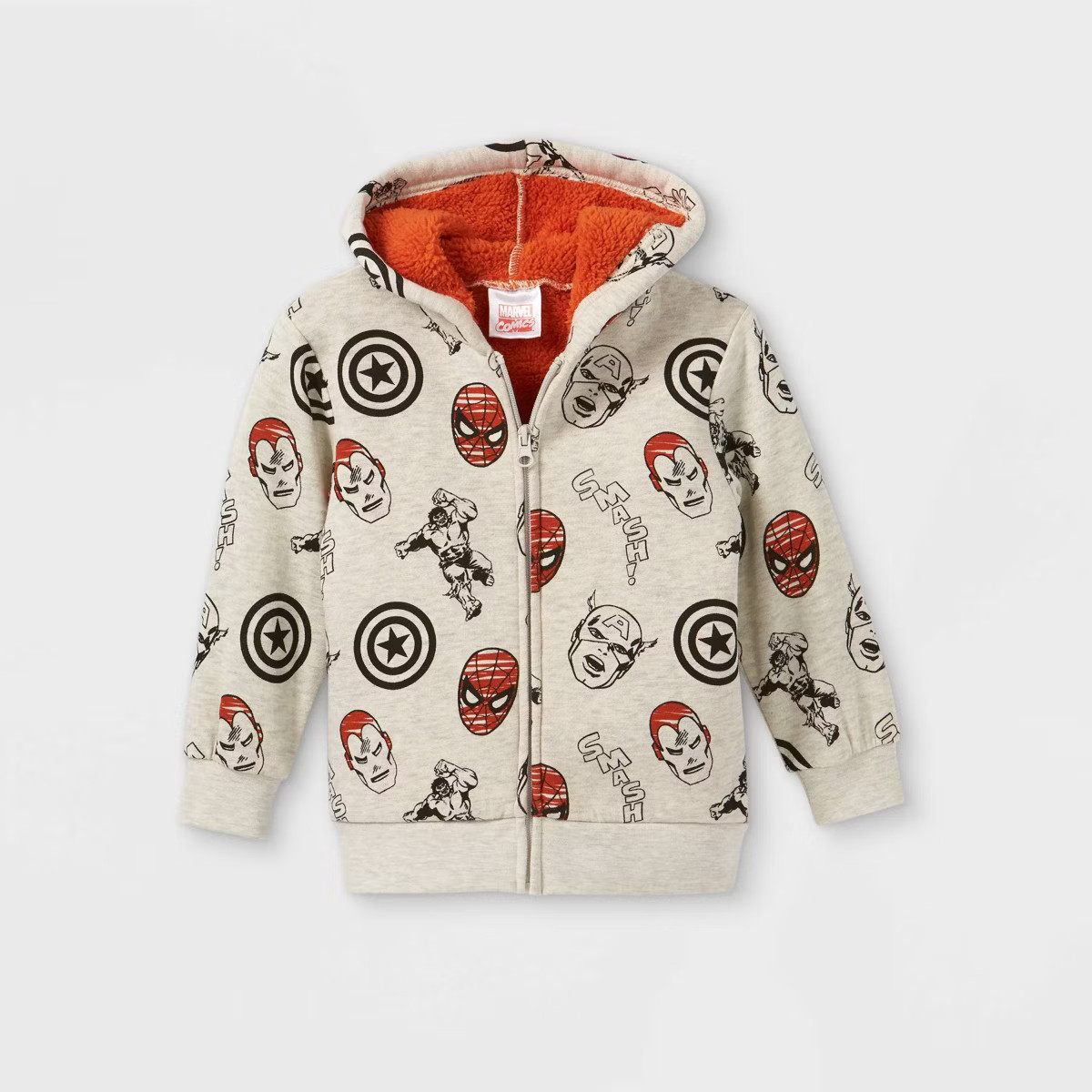 Toddler Boys' Marvel Faux Shearling Lined Hoodie - Beige | Target