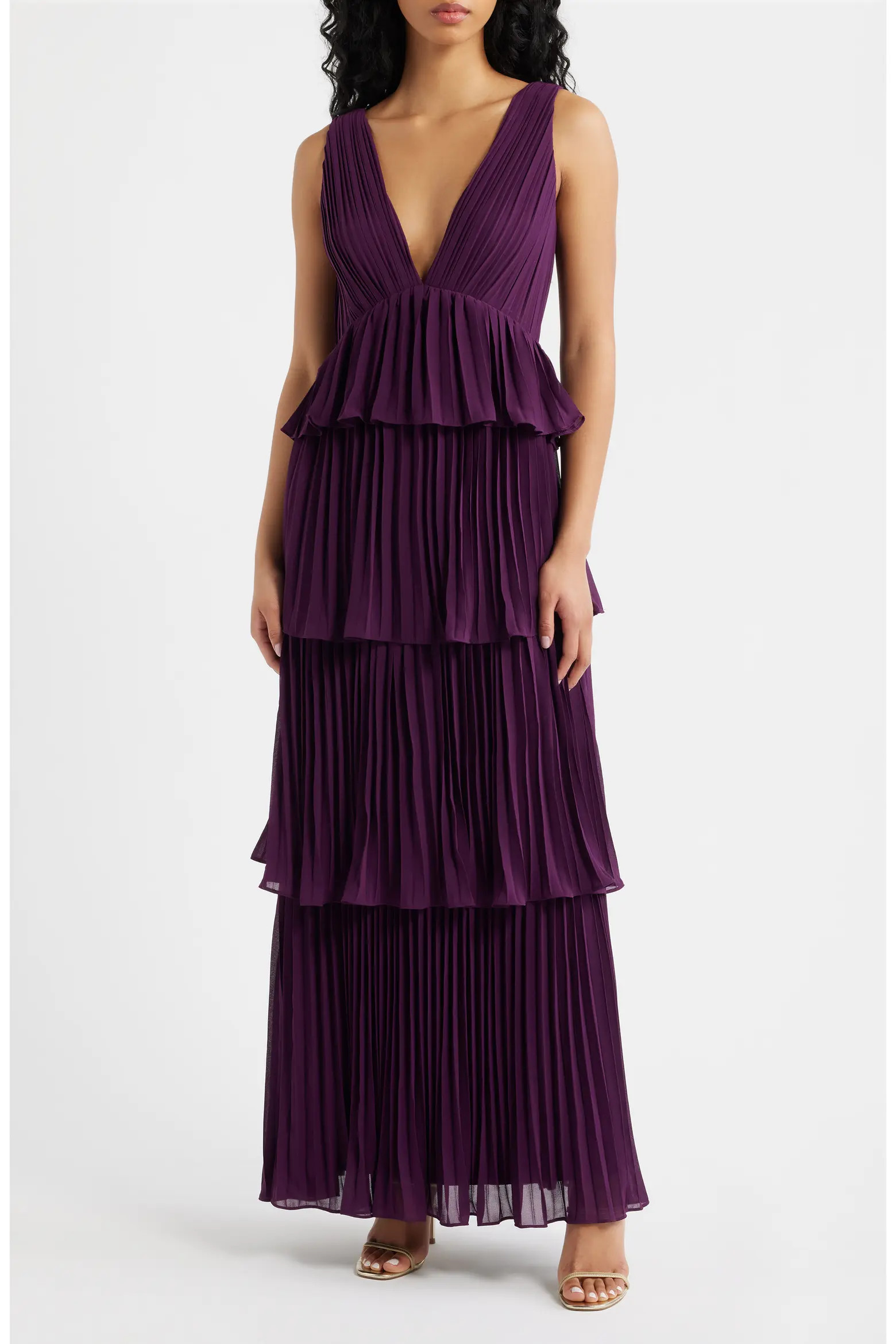 Lulus Tiered Gown Pleated (Women) | Nordstrom | Nordstrom