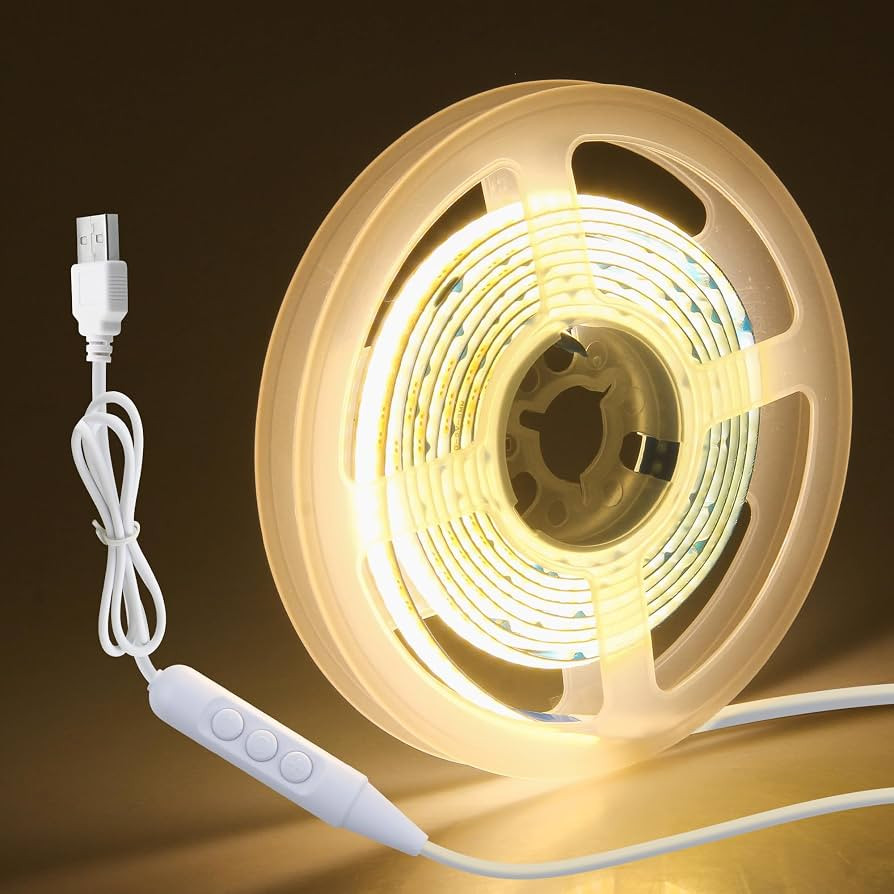 Aclorol COB LED Strip Light with Dimmer Short 5FT Lights Strip Warm White | Amazon (US)