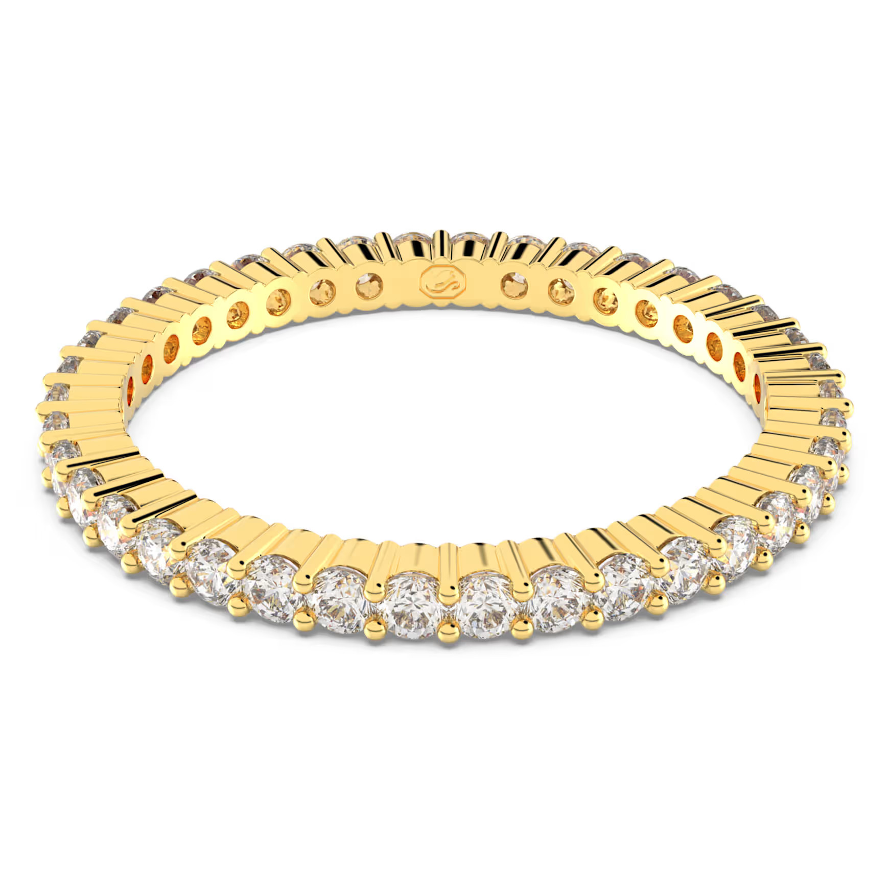 Vittore ring, Round cut, White, Gold-tone finish by SWAROVSKI | SWAROVSKI