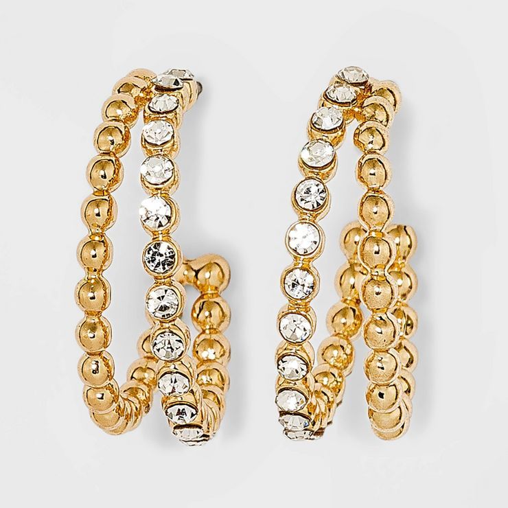 Sugarfix By Baublebar Crystal Beaded Double Hoop Earrings - Gold : Target | Target
