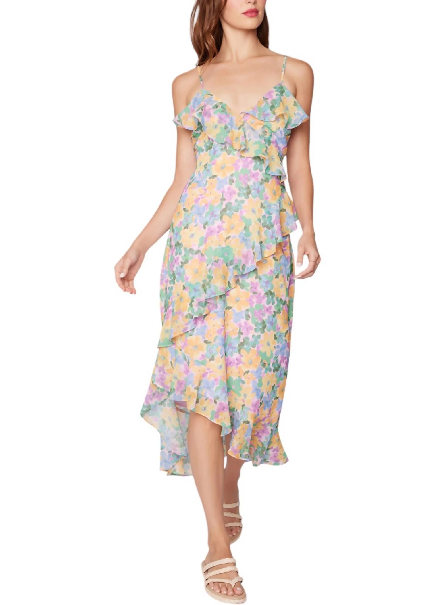 Florescence Maxi Dress In Yellow Purple Floral | Shop Simon
