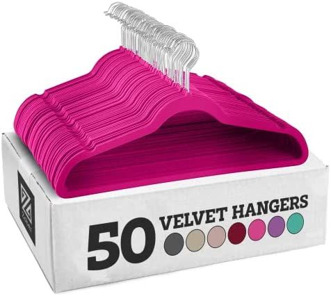 ZOBER Premium Quality Space Saving Velvet Hangers Strong and Durable Hold Up to 10 Lbs - 360 Degr... | Amazon (US)