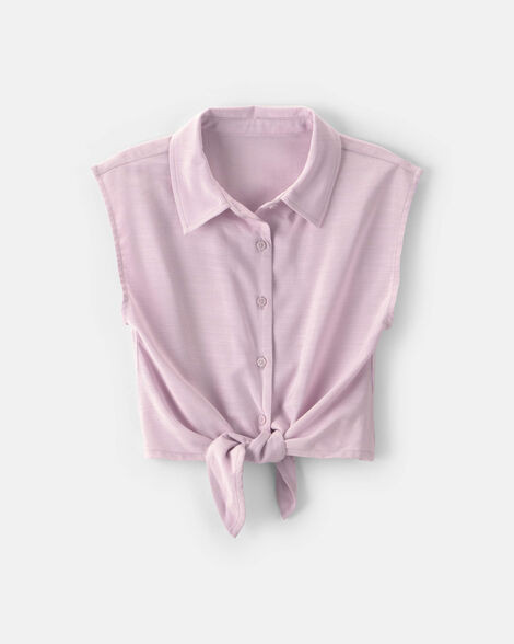 Girls Cropped Tie-Front Top - Purple - OshKosh B'gosh | Carter's | Carter's Inc