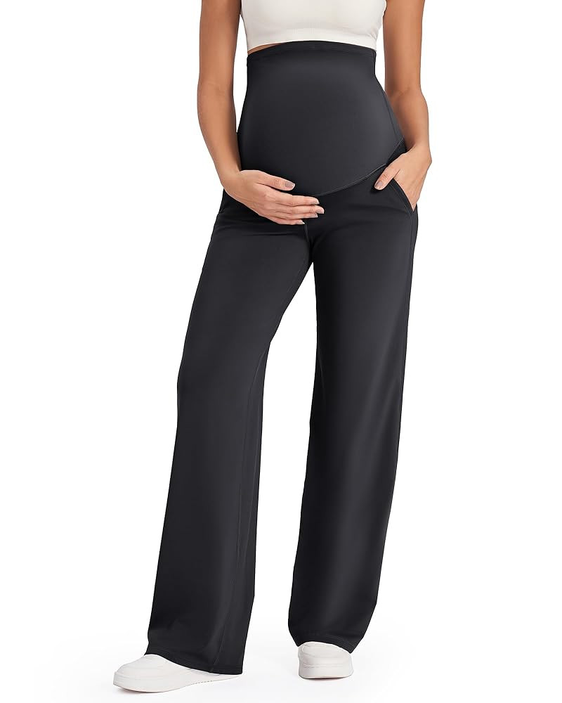 G4Free Maternity Pants Over The Belly Yoga Dress Work Pregnancy Pants Stretchy Lounge Wide Leg Tr... | Amazon (US)