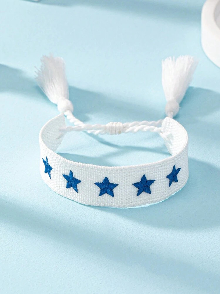 1 Pc Boho Embroidered Star Decor Game Day Friendship Couple Bracelet | SHEIN