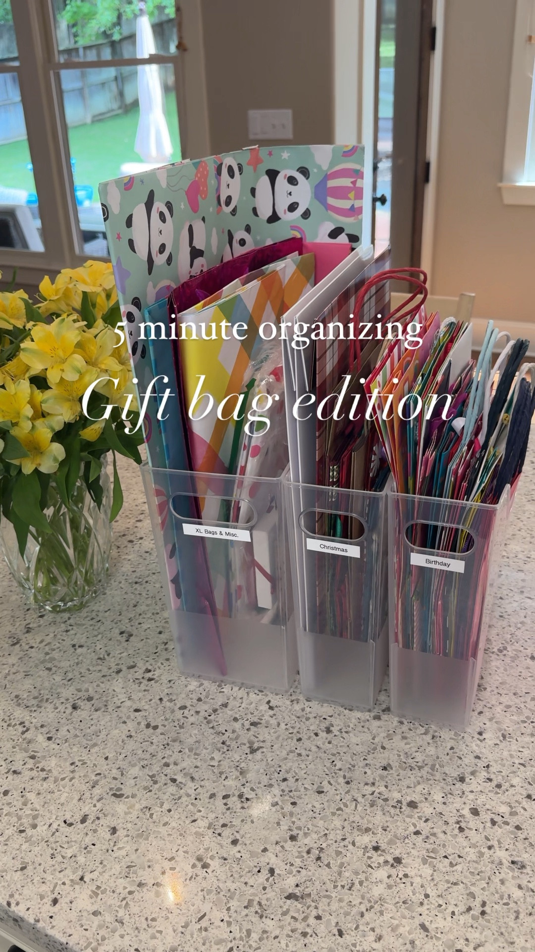 Who saves gift bags? We do 🙋🏻‍♀️ when I pulled down my gift bag bucket for teacher appreciation, I realized this was out of control. 

clear organizing bins and my favorite easy labeler. 

The best part is you can order, pick up, and do this all in your pajamas after school drop off - as demonstrated above 🤣 

I would recommend a 4th bin for tissue paper storage as well!

Small changes like this help bring peace and order to our chaotic lives. Hope that this helps you too 🤍 
Gift bag storage 
Tissue paper storage 

#organization #bagstorage #targetfinds #organizedmom 

#LTKhome #LTKfindsunder50