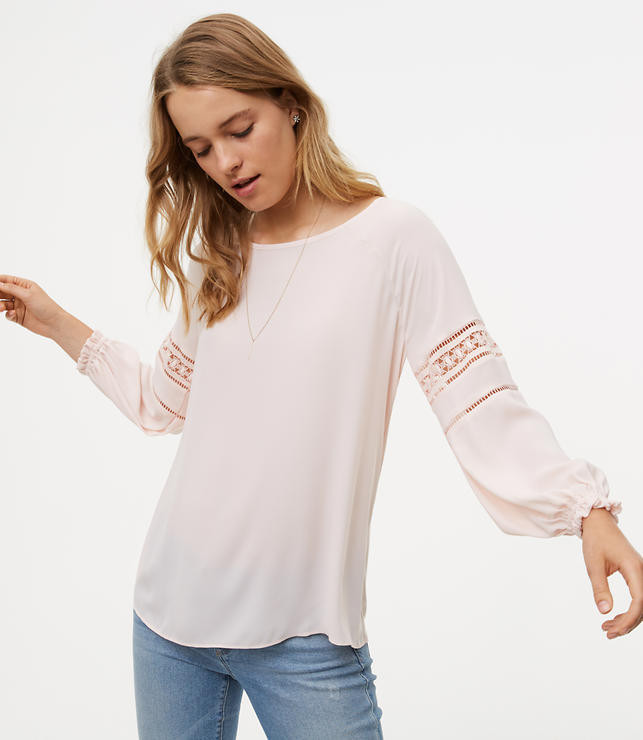 Lacy Mixed Media Blouse | LOFT