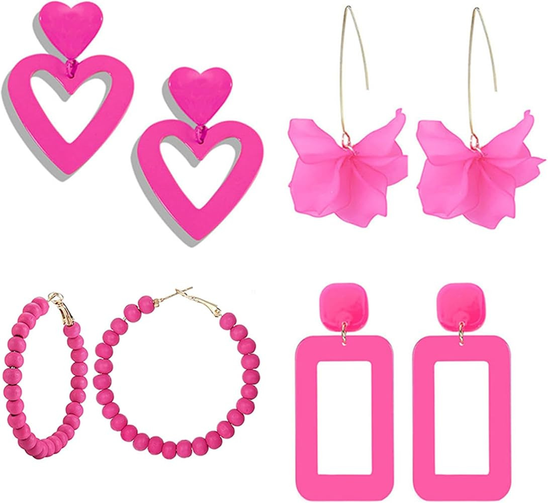 Statement Drop Raffia Earrings - Rhinestone Rectangle Geometric Handmade Boho Rose Petal Flower L... | Amazon (US)