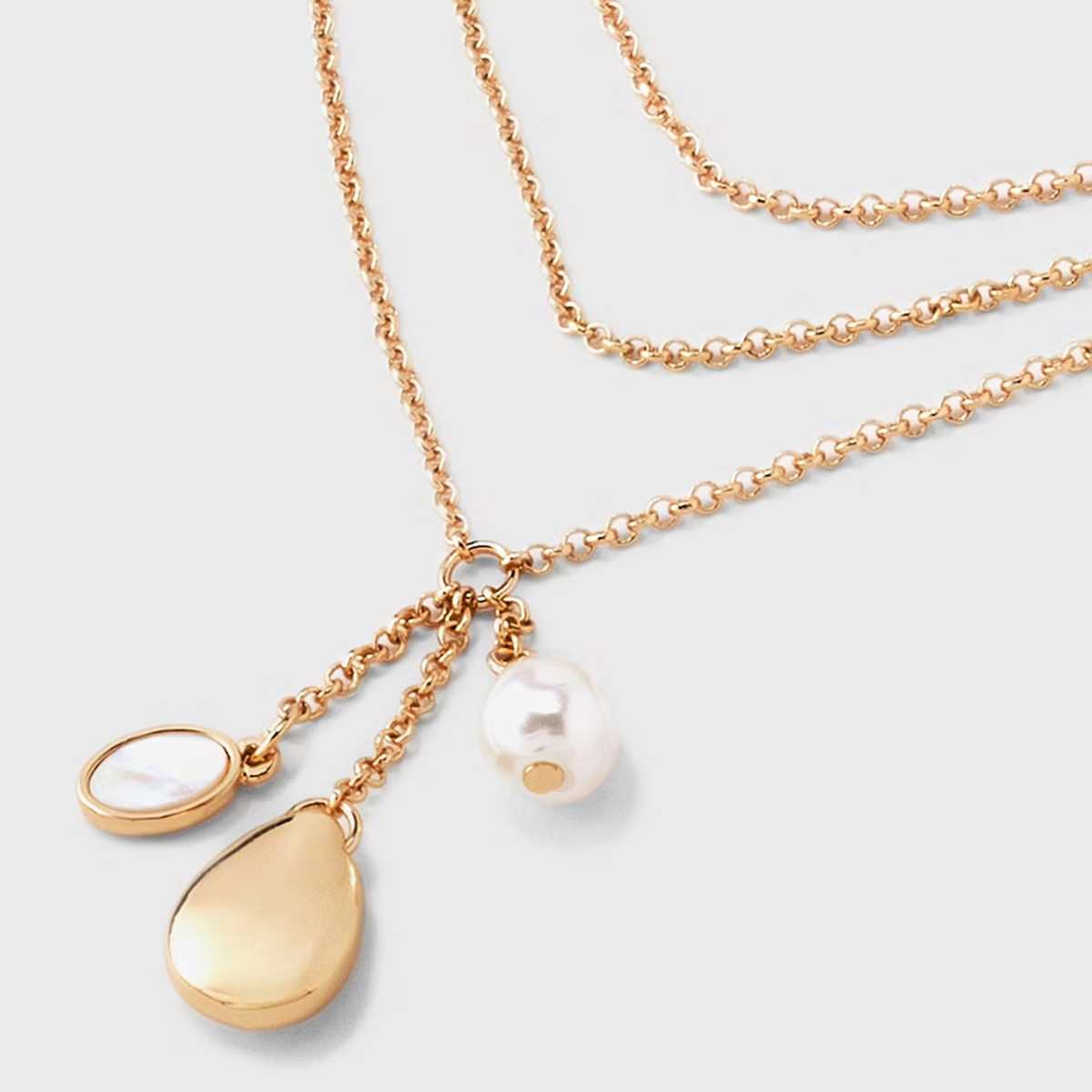 Triple Drop Multi-Strand Necklace - A New Day™ Pearl/Gold | Target