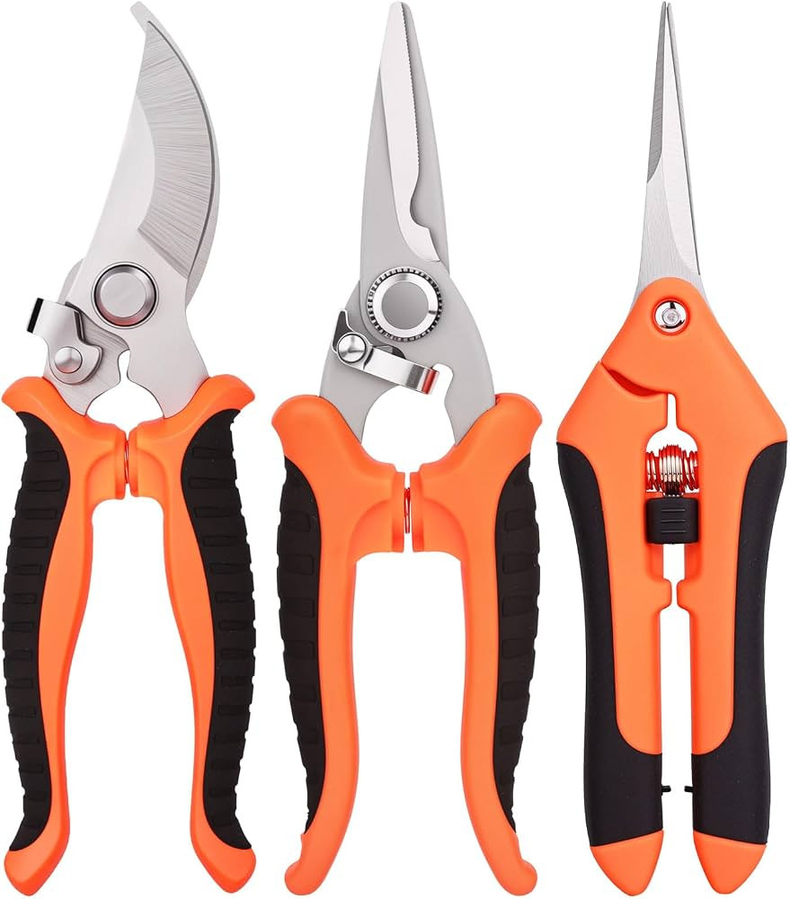 3 Pcs Garden Shears, Stainless Steel Gardening Scissors, Pruning Shears for Gardening, Pruning Sc... | Amazon (US)