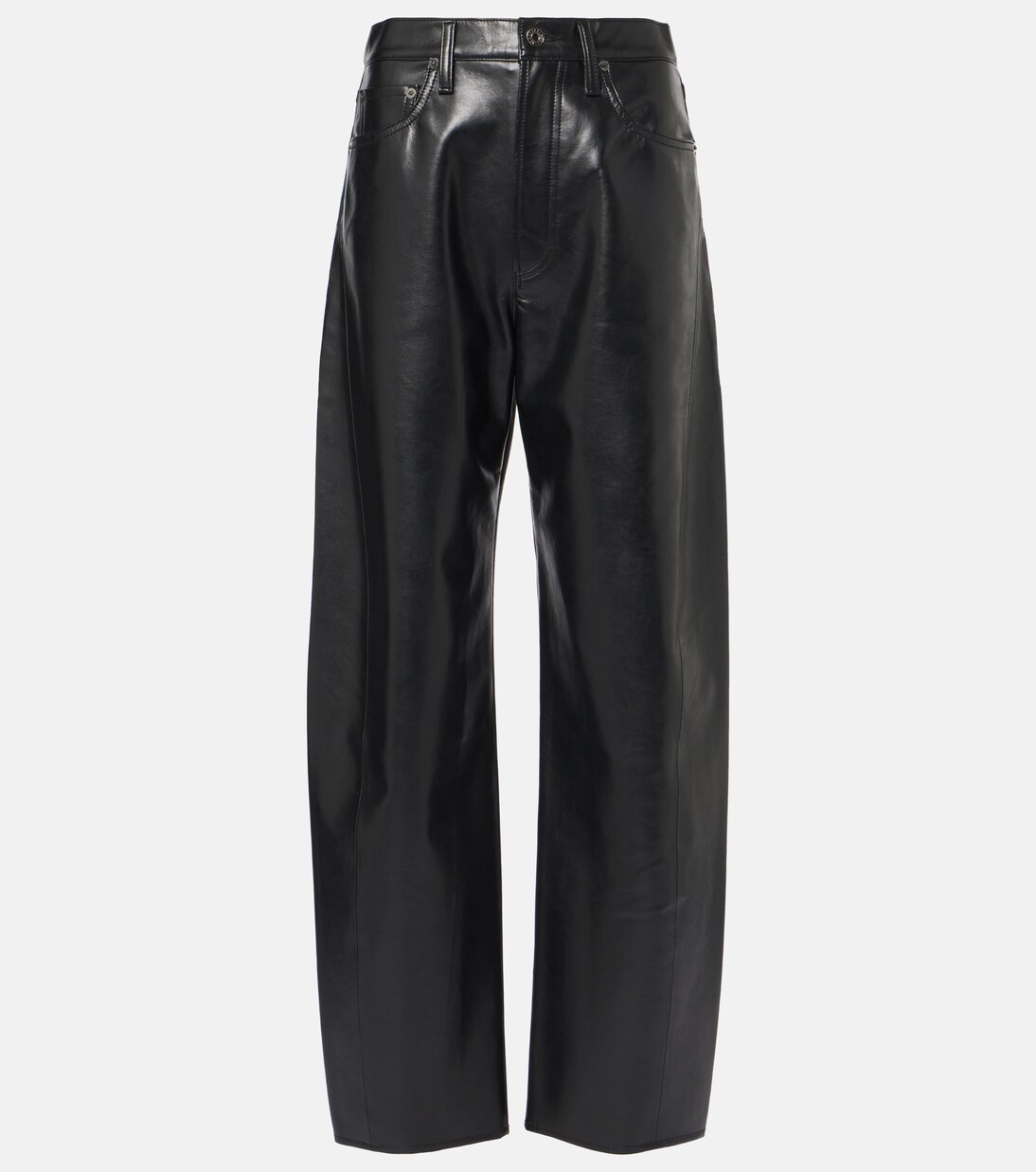 Luna high-rise leather-blend barrel-leg jeans | Mytheresa (UK)