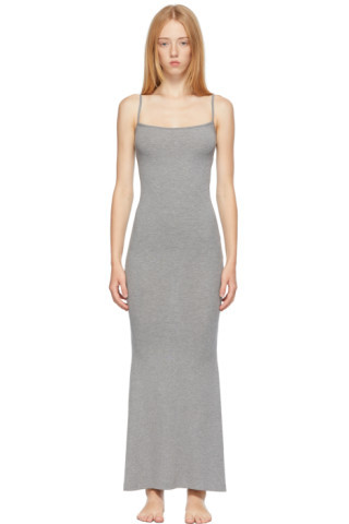 SKIMS - Grey Soft Lounge Slip Dress | SSENSE