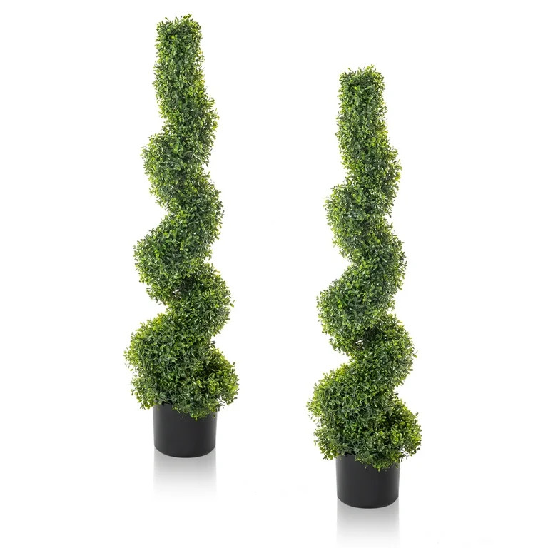Ktaxon 2 PCS Artificial Tree, 4 Feet Decorative Spiral Topiary Tree Set of 2 for Foyer, Entryway,... | Walmart (US)