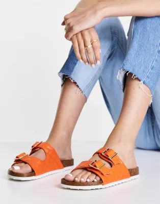 New Look double buckle strap sandal in orange | ASOS (Global)