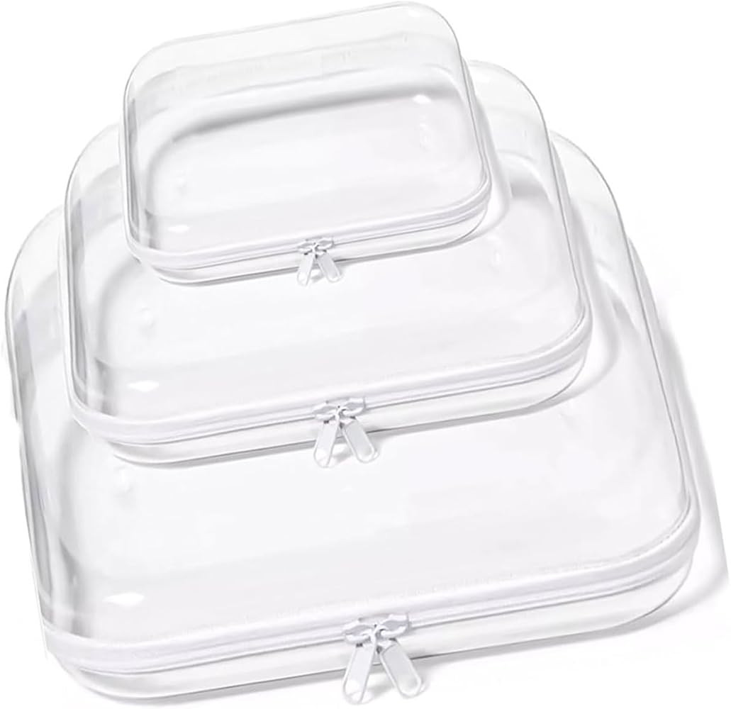 Double Zippered Hard Pouch, Clear Hard Shell Zipper Case, Zipper Hard Bag Toy Organizer, Clear Co... | Amazon (US)