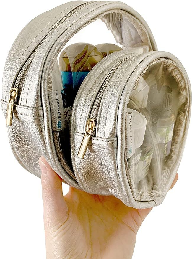 Circle Pouch Set of 2 / Clear Round Makeup Bag for Travel/See-Through Organizer for Small Items i... | Amazon (US)