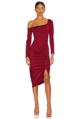 ASTR the Label Off the Shoulder Midi Dress in Wine from Revolve.com | Revolve Clothing (Global)