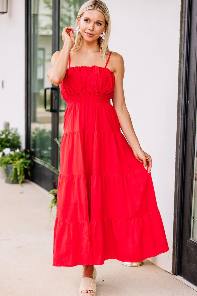 Keep Your Love Tomato Red Midi Dress | The Mint Julep Boutique