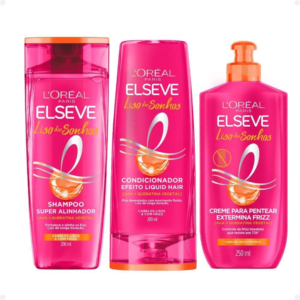 Kit Elseve Liso Dos Sonhos: Shampoo 200Ml, Condicionador 200Ml E Creme Para Pentear 250Ml | DrogaRaia (BR)
