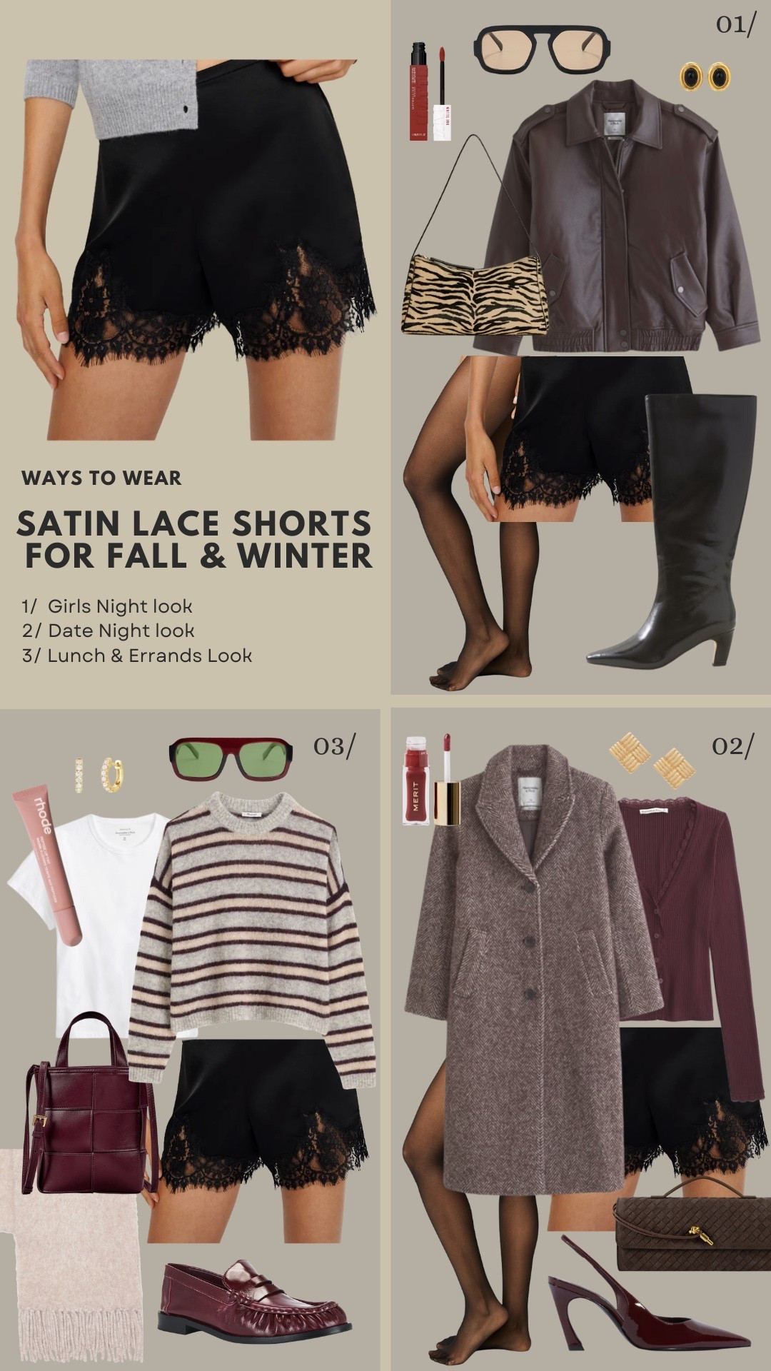 HOW TO STYLE: Satin Lace Shorts for Fall & Winter 🤎🍂

#LTKootd #LTKBeauty