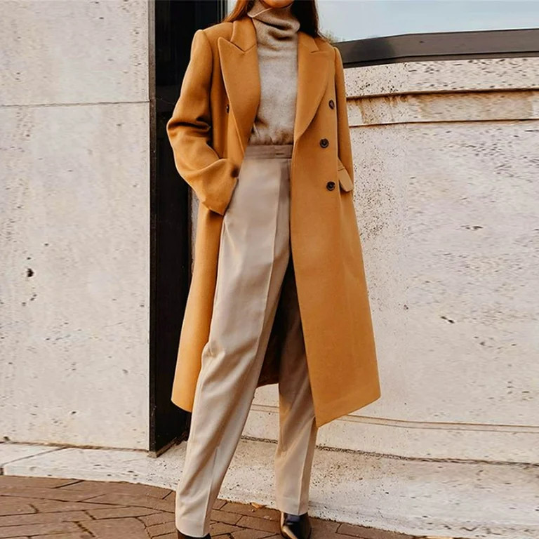 LIBRCLO Womens Jackets Long Sleeve Outdoor Solid Color Woolenen Coat Hoodless Fashion Button Comf... | Walmart (US)