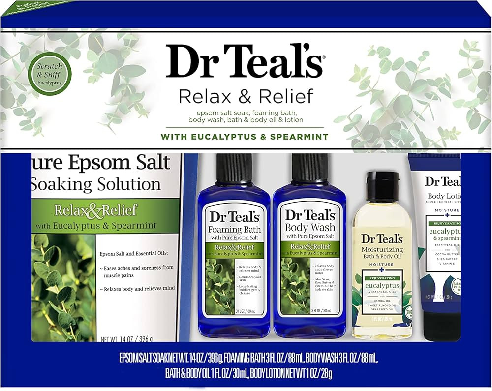 Dr Teal's Eucalyptus Bath Gift Set - Give the Gift of Relaxation - Contains Epsom Soak, Foaming B... | Amazon (US)