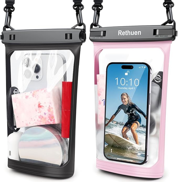 Large Floating Waterproof Phone Pouch, 2Pack Cell Phone Dry Bag for iPhone 17 16 15 14 13 Pro Max... | Amazon (US)