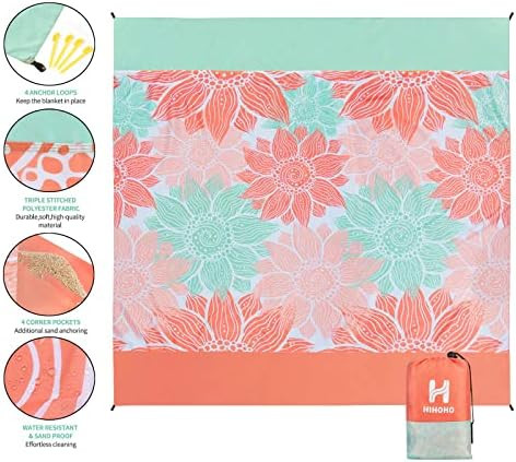 HIHOHO Beach Blanket, Sandproof Beach Mat 79" X 83" for 1-3 Adults Waterproof Quick Drying Outdoo... | Amazon (US)