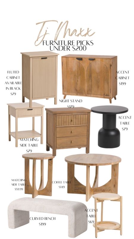 TJ Maxx furniture finds for under $200!! So many beautiful accent pieces! Some for only $69-$79?! 

Accent table, side table, nightstand, cabinet, drawers, curved bench

#LTKunder100 #LTKhome #LTKFind