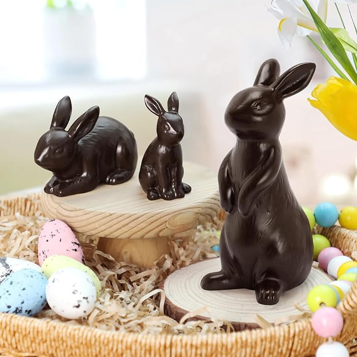 Tuitessine Ceramic Chocolate Easter Bunny Decor Rabbit Figurine Spring Home Decor Tiered Tray Des... | Amazon (US)