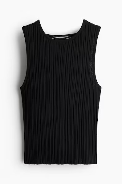 H & M - Tanktop in Rippstrick mit Schnürung - Schwarz - Damen | H&M (DE, AT, CH, NL, FI)