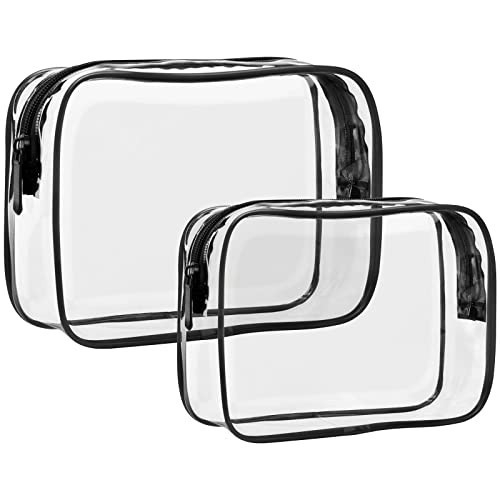 F-color TSA Approved Toiletry Bag - 2 Pack Clear Travel for Toiletries, Makeup Bags Clear Toiletry Quart Size Travel Bag, Carry on Airport Airline Compliant, Black(for age 12 or above) | Amazon (US)