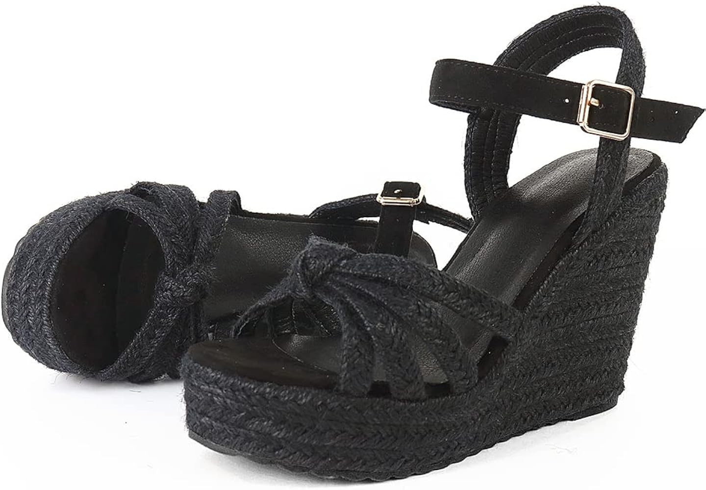 Amazon.com | Tscoyuki Espadrille Wedge Sandals for Women, Adjustable Ankle Strappy Cute Shoes Ope... | Amazon (US)