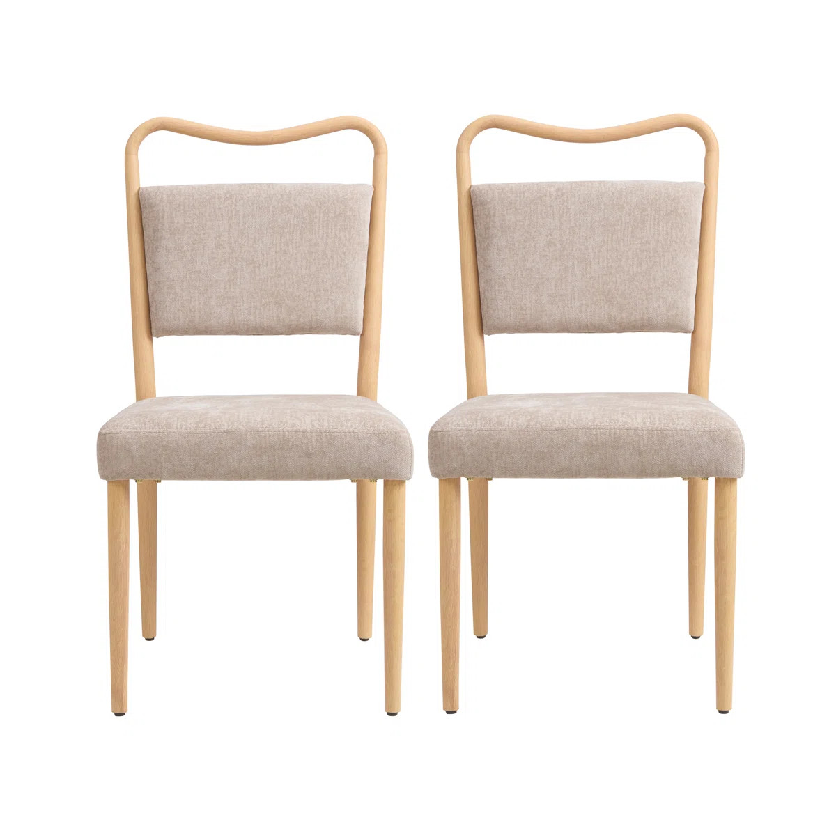 Lysa Scandinavian Modern Iron Upholstered Armless Dining Chair with Wood-Look (Set of 2) | Wayfair North America
