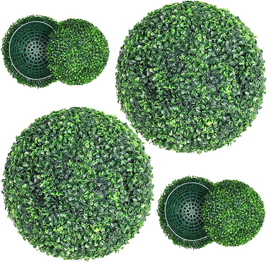 Artificial Plant Boxwood Topiary Balls 2PCS 15.7" UV Protected 4 Layers Faux Plants Decorative Ba... | Amazon (US)