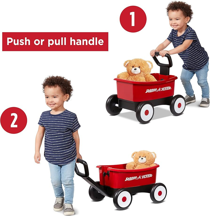 Radio Flyer Push & Pull Walker Wagon with Teddy Bear, Red, for Kids 1-4 Years Old, Locking Handle... | Amazon (US)