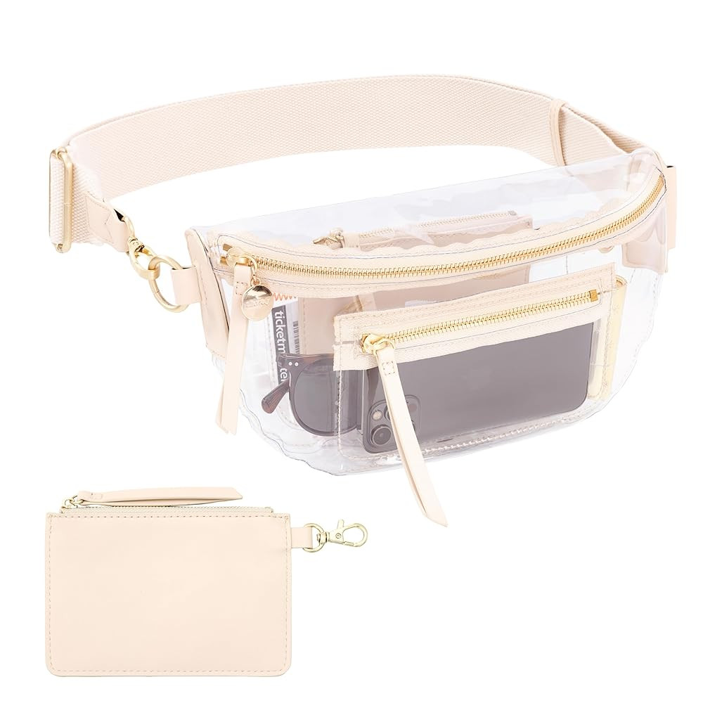 Clear Fanny Pack for Women- Extra Long Strap- Fashionable Clear Bag for Stadium Events w/Privacy ... | Amazon (US)