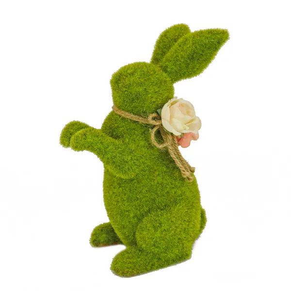 10" Green Moss Easter Bunny with Flower - 10 in - Overstock - 35425609 | Bed Bath & Beyond