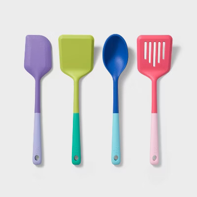 4pc Silicone Kitchen Utensil Set Purple/Green/Blue/Pink - Tabitha Brown for Target: Cooking & Baking Tools, Dishwasher-Safe | Target