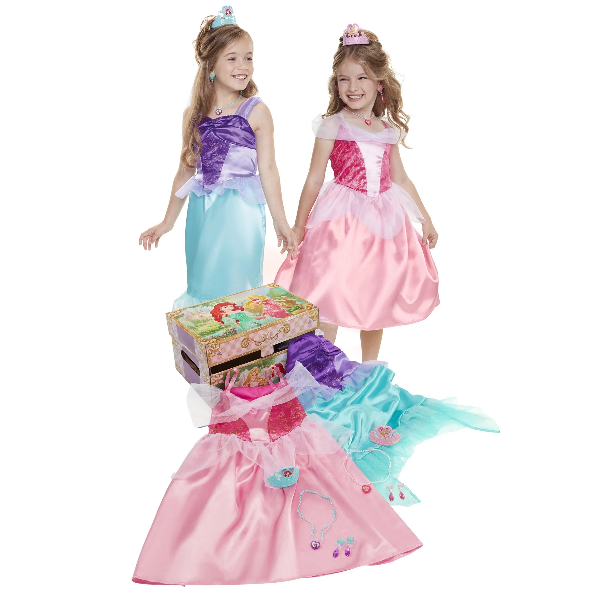 Disney Princess Ariel and Sleeping Beauty Aurora Dress Up and Pretend Play Trunk includes over 11... | Walmart (US)