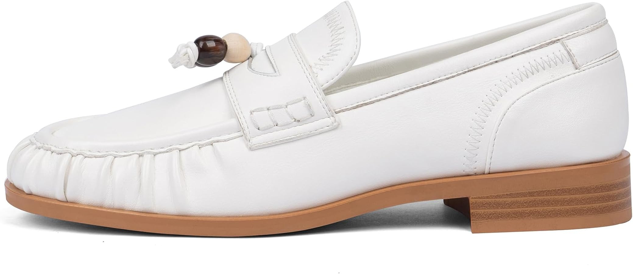 Penny Loafers for Women Beaded Ruched Toe Moccasins Womens Flats Shoes Women Dressy Comfortable S... | Amazon (US)