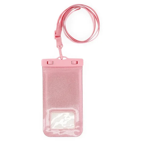 No Boundaries Women's Beach Water Resistant Cellie Pouch, Pink Lemonade Glitter | Walmart (US)