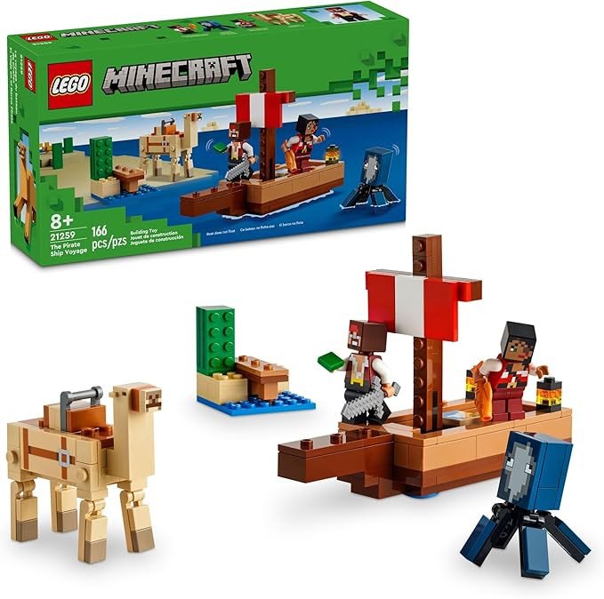 LEGO Minecraft The Pirate Ship Voyage, Boat Toy Playset for Kids with Squid, Camel and Pirate Fig... | Amazon (US)